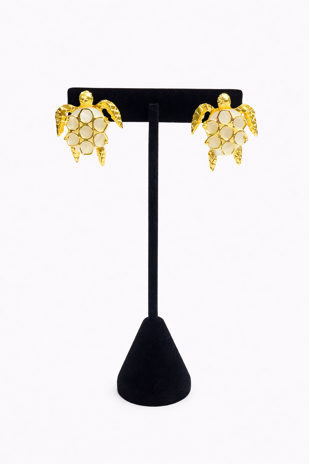 Aretes bronce con baño de oro 24k