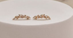 Aretes baño de rodio Hojas